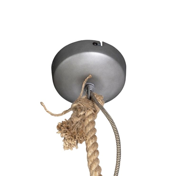 Landelijke hanglamp hout met touw 34cm - excalibur