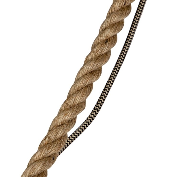 Landelijke hanglamp hout met touw 34cm - excalibur