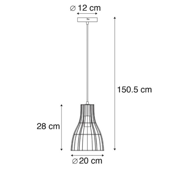 Landelijke hanglamp rotan 20 cm - botello