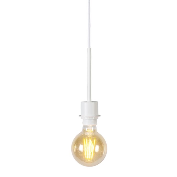 Landelijke hanglamp wit met bruine kap 50 cm - combi 1