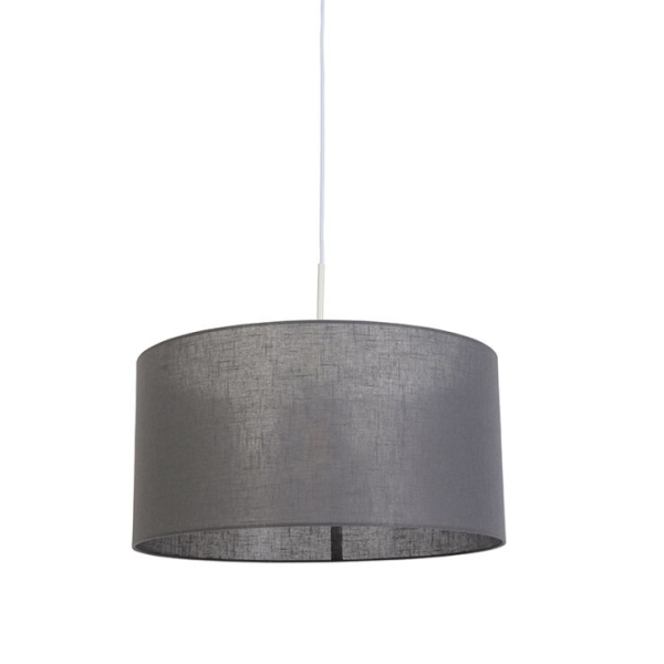 Landelijke hanglamp wit met grijze kap 50 cm - combi 1