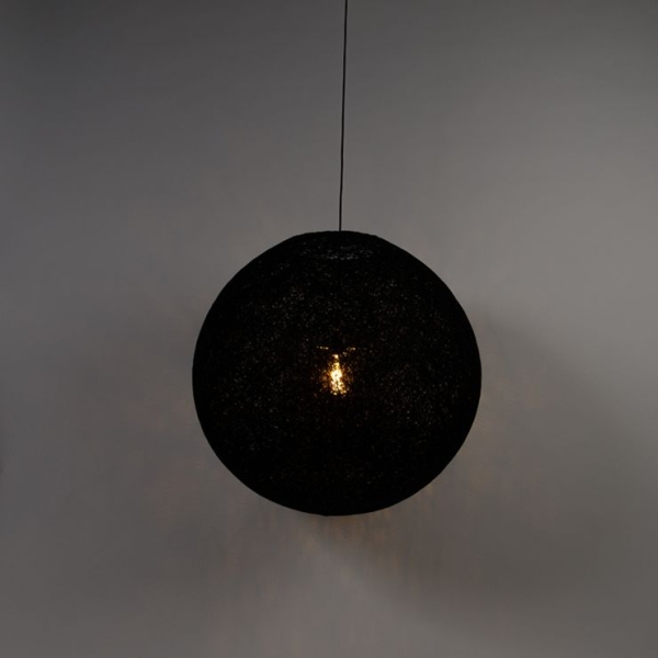 Landelijke hanglamp zwart 80 cm - corda