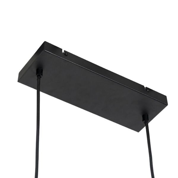 Landelijke hanglamp zwart met hout 4-lichts - chon