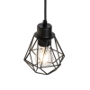 Landelijke hanglamp zwart met hout 4-lichts - chon