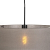 Landelijke hanglamp zwart met taupe kap 50 cm - combi 1