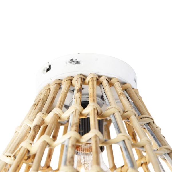 Landelijke plafondlamp bamboe met wit - canna diamond