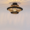 Landelijke plafondlamp bamboe met zwart 30 cm - evalin