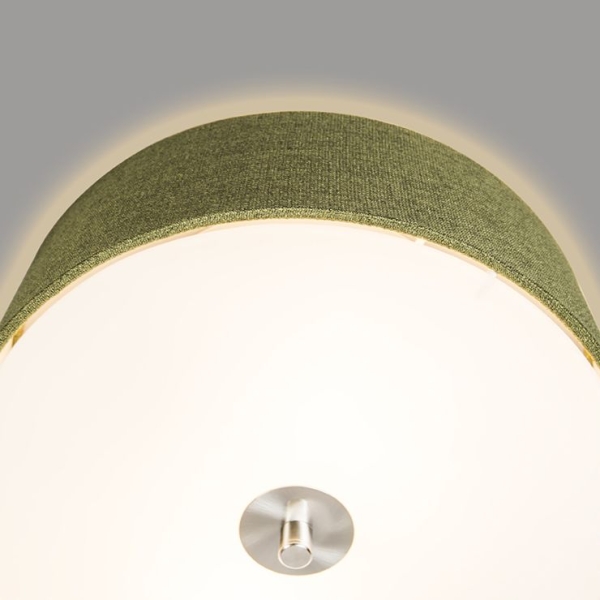 Landelijke plafondlamp groen 30 cm - drum jute