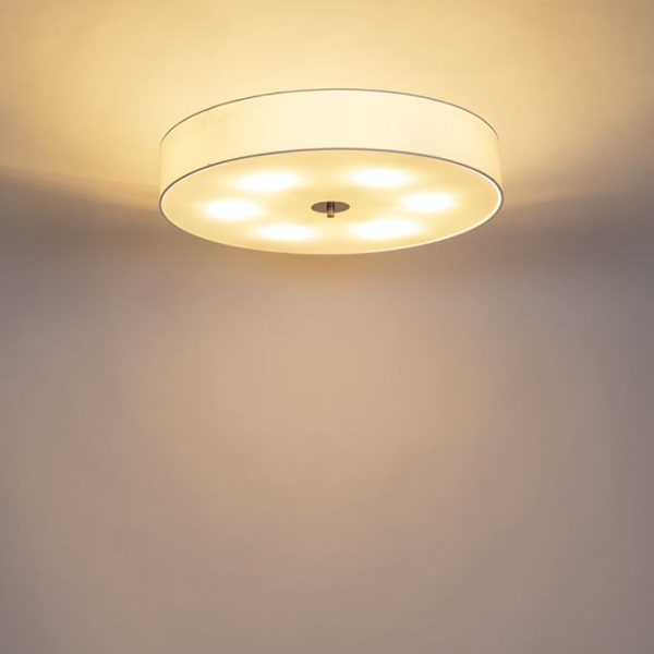 Landelijke plafondlamp wit 70 cm - drum