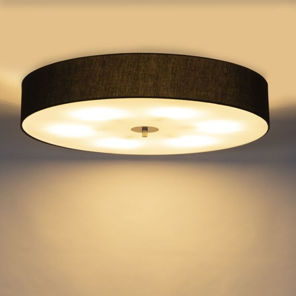 Landelijke plafondlamp zwart 70 cm - drum