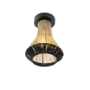 Landelijke plafondlamp zwart met touw 19 cm - Jenthe