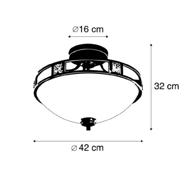 Landelijke ronde plafondlamp roestkleur 42cm - quinta
