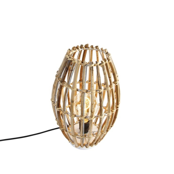 Landelijke tafellamp bamboe met wit - canna capsule