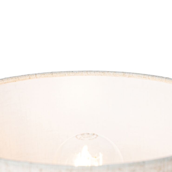 Landelijke tafellamp hout met linnen kap beige 25 cm - mels