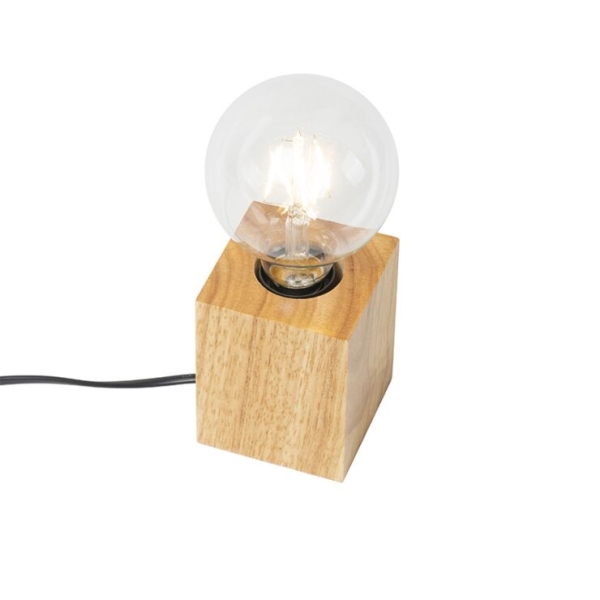 Landelijke tafellamp hout naturel - bloc