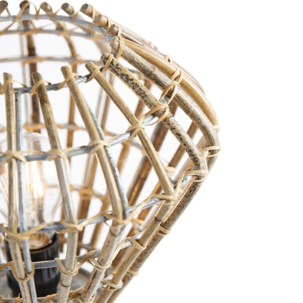 Landelijke tafellamp tripod bamboe met wit - canna diamond