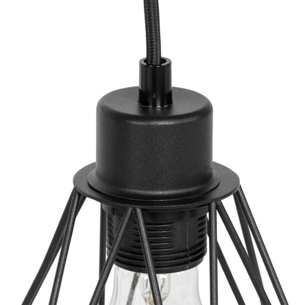Landelijke tafellamp zwart met hout - chon