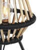 Landelijke tripod tafellamp bamboe met zwart - evalin