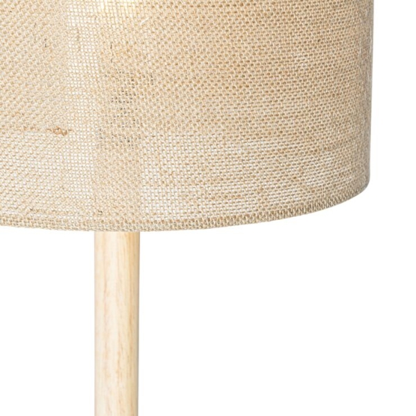 Landelijke vloerlamp hout met linnen kap naturel 32 cm - mels