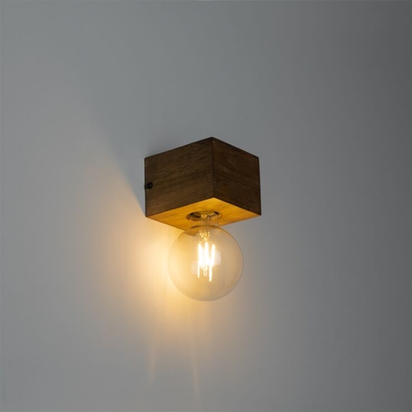 Landelijke wandlamp vintage hout - bloc