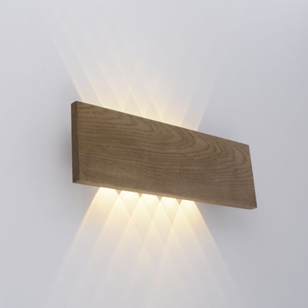 Landelijke wandlamp hout 45 cm incl. Led 2-lichts - ajdin