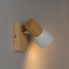 Landelijke wandlamp hout met wit verstelbaar - thorin