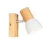 Landelijke wandlamp hout met wit verstelbaar - thorin