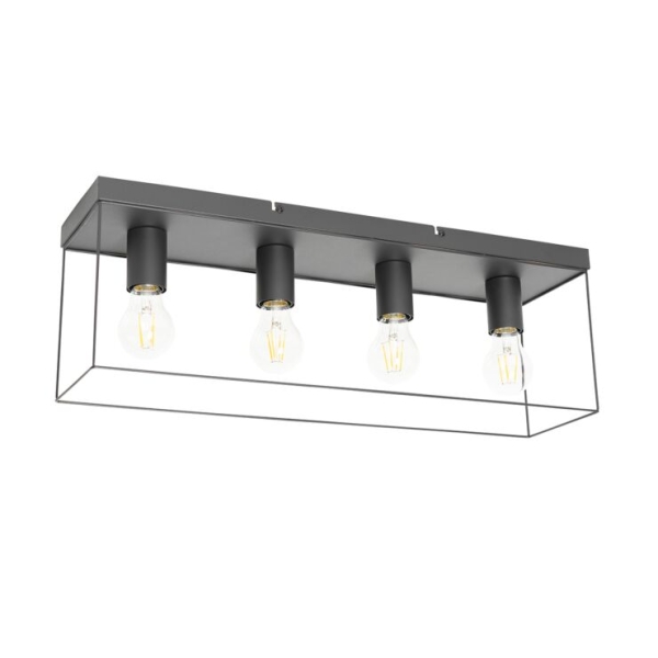 Minimalistische plafondlamp zwart 4-lichts - kodi