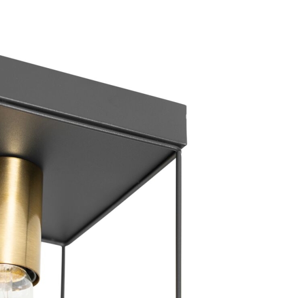 Minimalistische plafondlamp zwart met goud 3-lichts - kodi