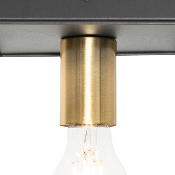 Minimalistische plafondlamp zwart met goud - kodi