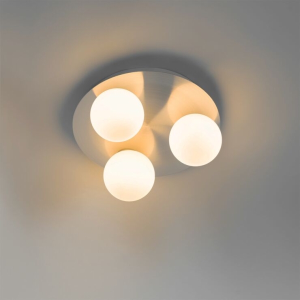 Moderne badkamer plafondlamp staal 3-lichts - cederic