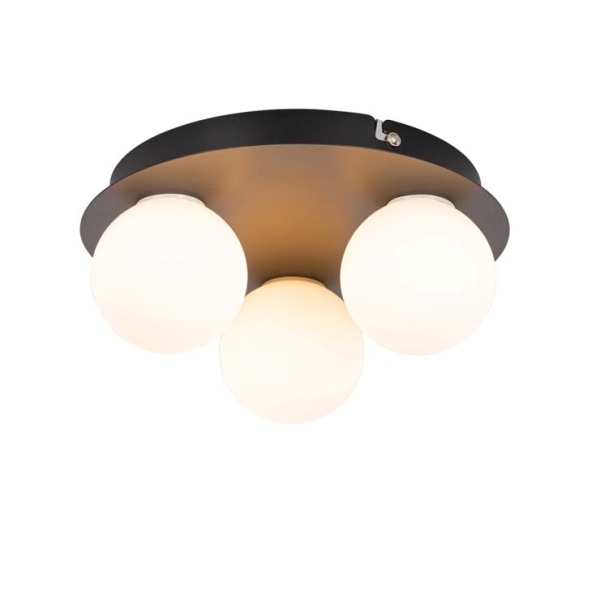 Moderne badkamer plafondlamp zwart 3-lichts - cederic