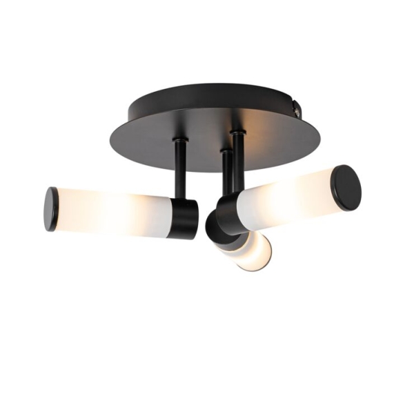 Moderne badkamer plafondlamp zwart 3-lichts ip44 - bath