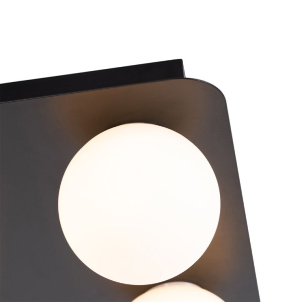 Moderne badkamer plafondlamp zwart vierkant 4-lichts - cederic