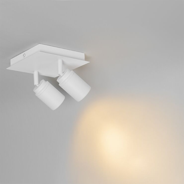 Moderne badkamer spot wit vierkant 2-lichts ip44 - ducha