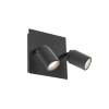 Moderne badkamer spot zwart vierkant 2-lichts ip44 - ducha