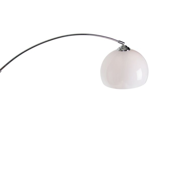 Moderne booglamp chroom met witte kap - arc basic