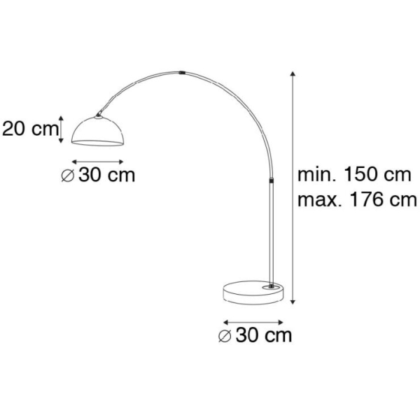 Moderne booglamp chroom met witte kap - arc basic