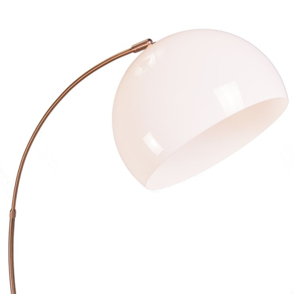 Moderne booglamp koper met witte kap - arc basic