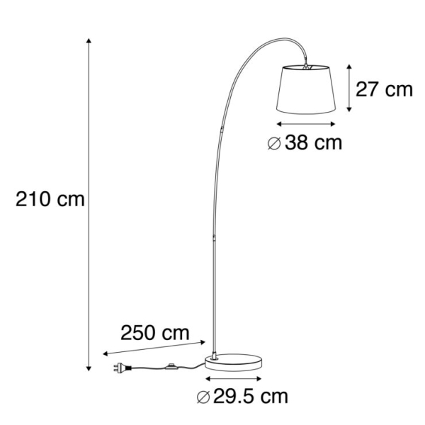 Moderne booglamp met grijze kap - bend