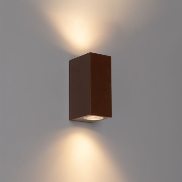 Moderne buiten wandlamp roestbruin kunststof 2-lichts - baleno