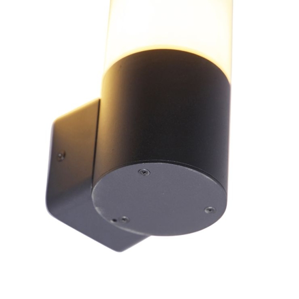 Moderne buiten wandlamp zwart met opaal kap ip44 - odense