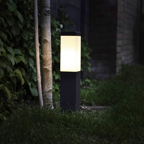 Moderne buitenlamp paal donkergrijs met opaal 45 cm ip44 - malios