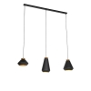 Moderne hanglamp 3-lichts zwart met goud balk - Mia