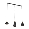 Moderne hanglamp 3-lichts zwart met goud balk - mia