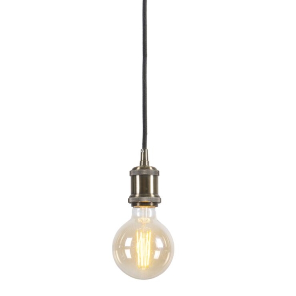 Moderne hanglamp brons met zwart kabel - cava classic