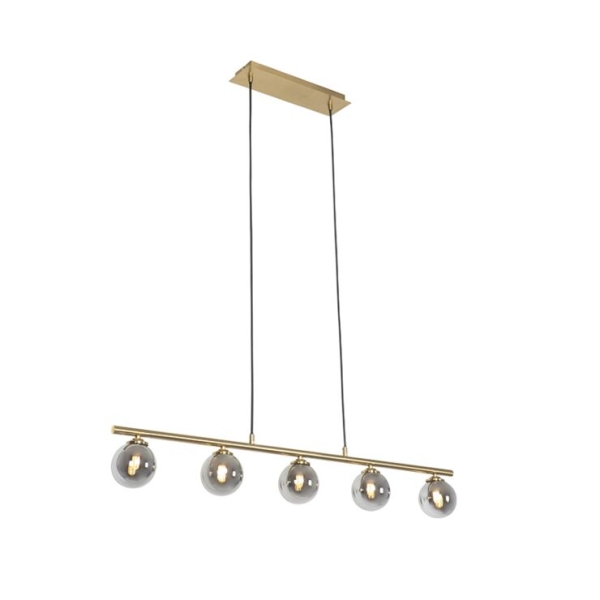 Moderne hanglamp goud 100 cm 5-lichts met smoke glas - athens