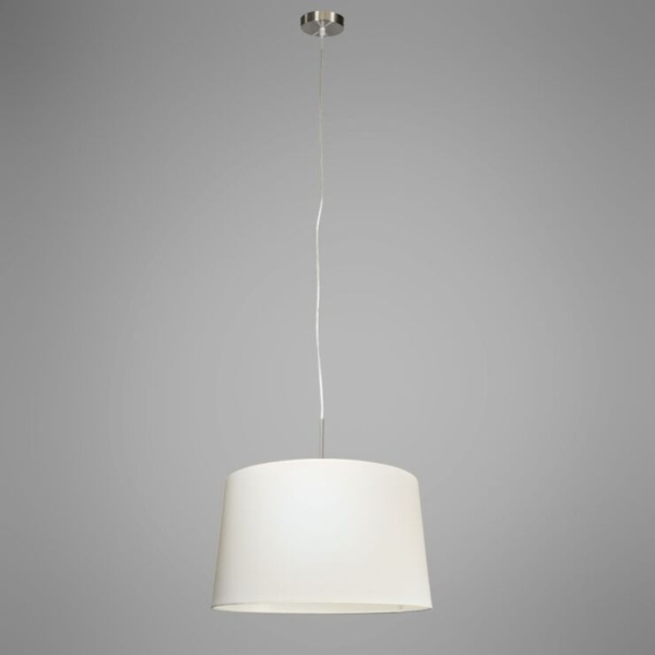 Moderne hanglamp staal met kap 45cm wit - combi 1