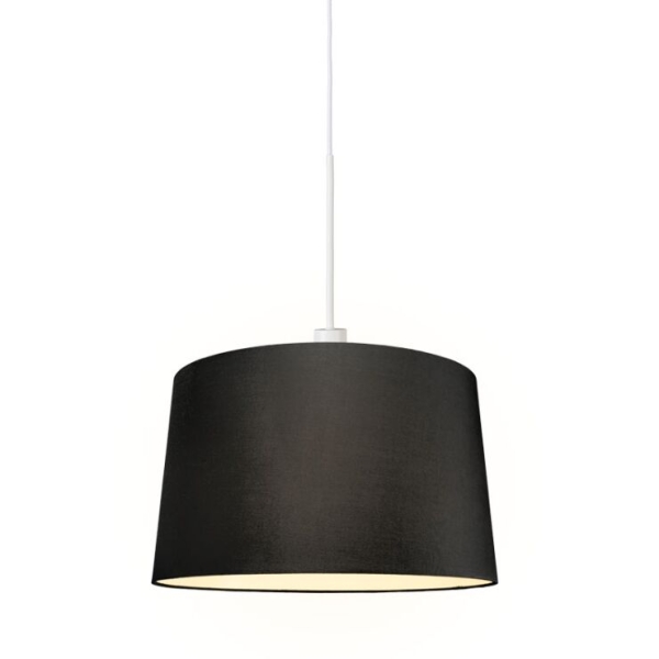 Moderne hanglamp wit met kap 45 cm zwart - combi 1