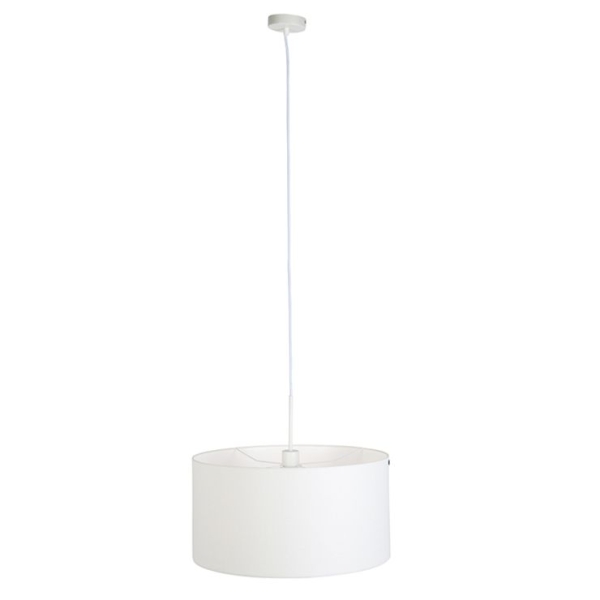 Moderne hanglamp wit met witte kap 50 cm - combi 1
